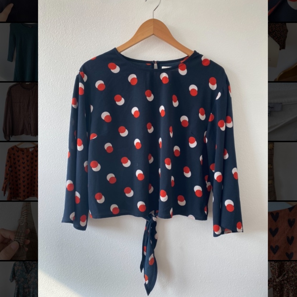 Polka Dot Blouse with Back Tie